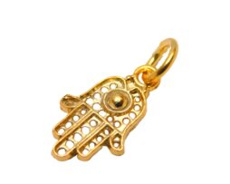 14K Hand Hamsa 3# Yellow Gold Pendant Charm