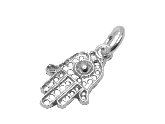 .925 Sterling Silver Hand Hamsa #3 Pendant Charm