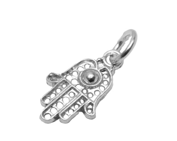 .925 Sterling Silver Hand Hamsa #3 Pendant Charm
