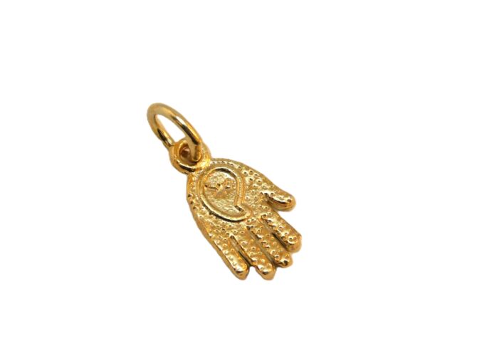 14 Hand Hamsa Yellow Gold Pendant Charm - Image 4