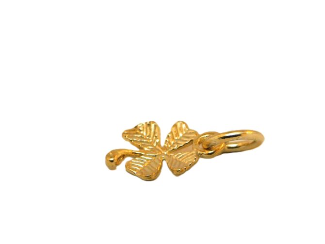 3D Clover #2 Yellow Gold Pendant Charm - Image 3