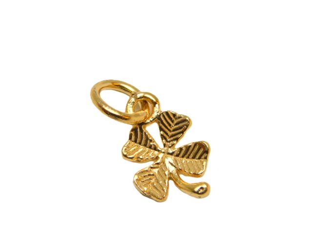 3D Clover #2 Yellow Gold Pendant Charm