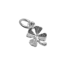 .925 Sterling Silver 3D Clover #2 Pendant Charm