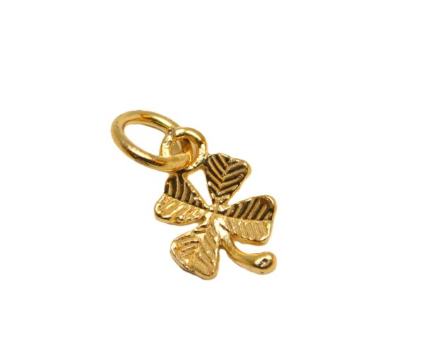 3D Clover #2 14k Yellow Gold Pendant Charm