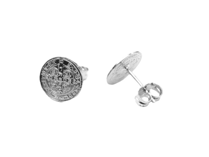 .925 St. Benedict Stud Earrings (Cross) - Image 2