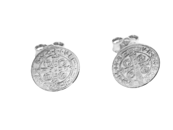 .925 St. Benedict Stud Earrings (Cross)