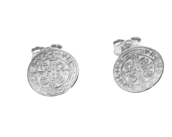 .925 St. Benedict Stud Earrings (Cross)