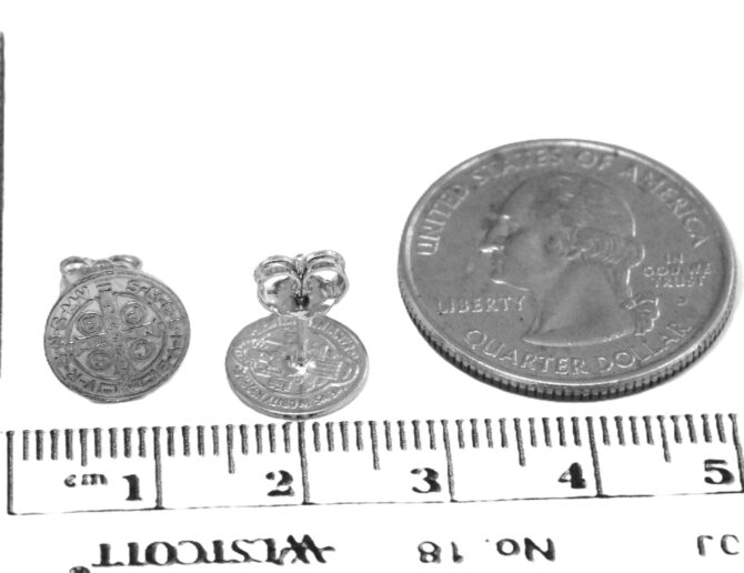 .925 St. Benedict Stud Earrings (Cross) - Image 4