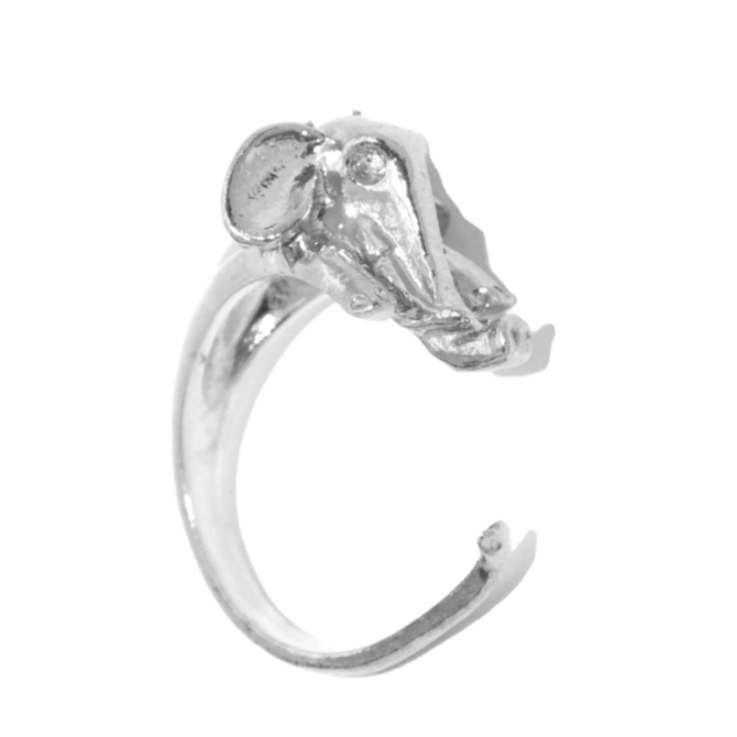 .925 Elephant Ring Sterling Silver Pendant Charm