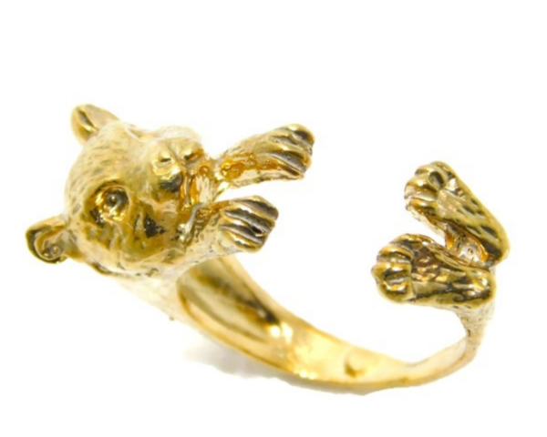 14K Hamster Ring Yellow Gold Pendant Charm