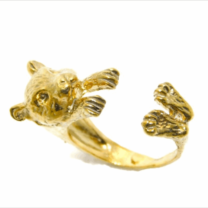 14K Hamster Ring Yellow Gold Pendant Charm