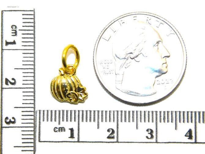 14K Pumpkin (Tiny) Yellow Gold Pendant Charm - Image 3