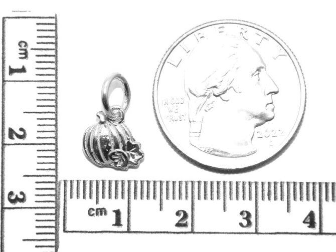 .925 Pumpkin (Tiny) Sterling Silver Pendant Charm - Image 3