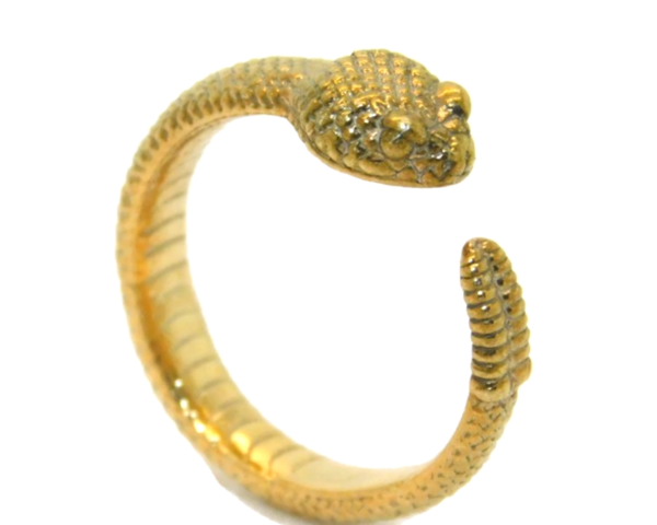 14K Rattle Snake Ring Yellow Gold Pendant Charm
