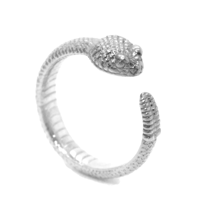 .925 Rattle Snake Ring Sterling Silver Pendant Charm