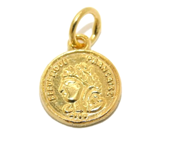 14K Roman Coin Yellow Gold Pendant Charm
