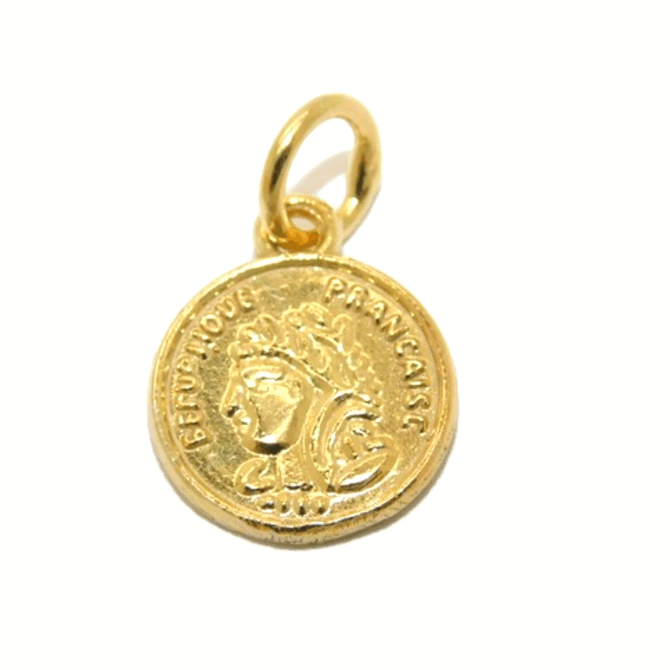 14K Roman Coin Yellow Gold Pendant Charm