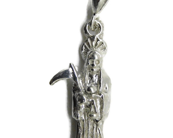 .925 Santa Muerte Sterling Silver Pendant Charm