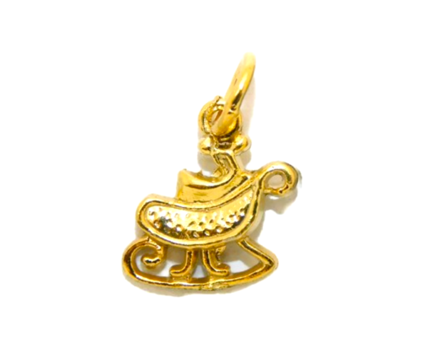 14K Santa Sled Yellow Gold Pendant Charm