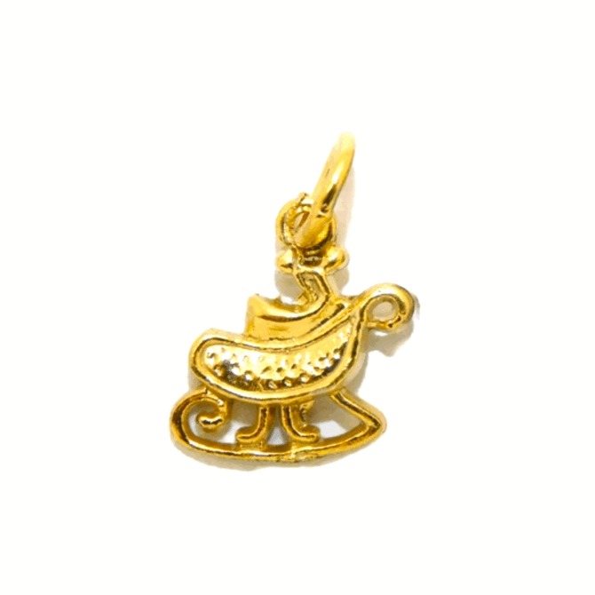 14K Santa Sled Yellow Gold Pendant Charm