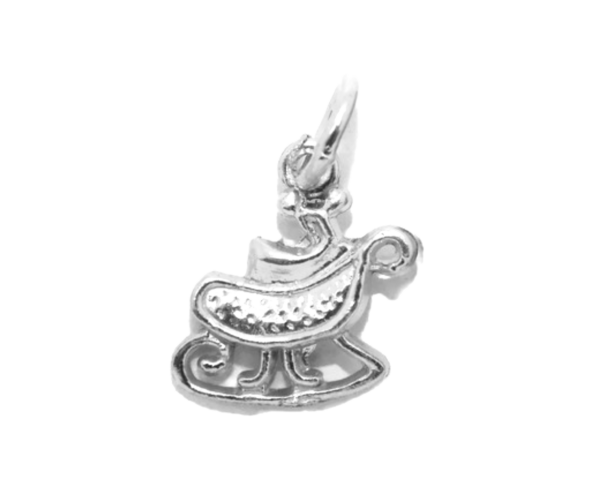 .925 Santa Sled Sterling Silver Pendant Charm