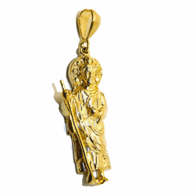 14K St. Judas Men Yellow Gold Pendant Charm