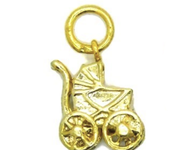14K Vintage Stroller Yellow Gold Pendant Charm
