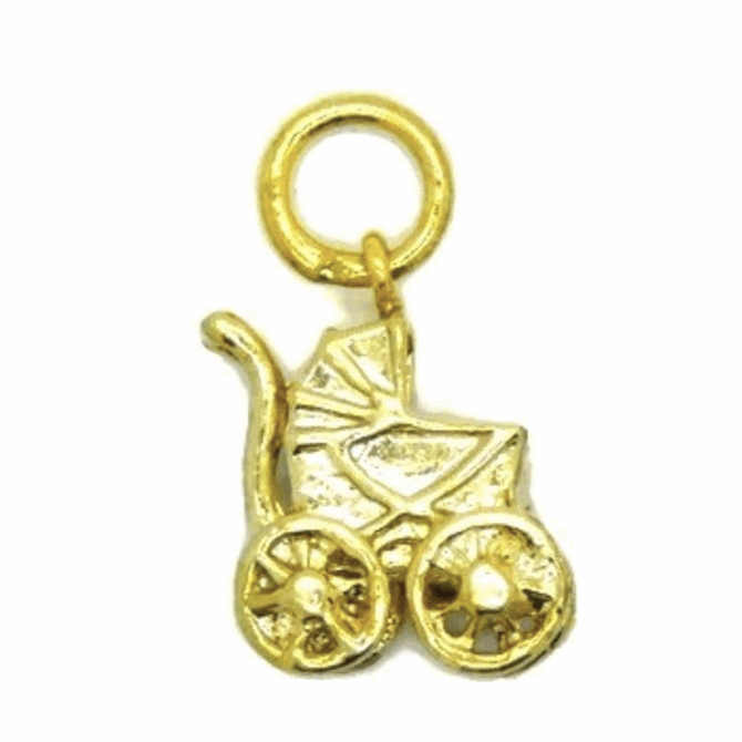 14K Vintage Stroller Yellow Gold Pendant Charm