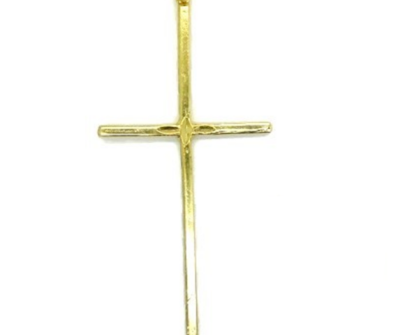 14K Thin Cross Yellow Gold Pendant Charm