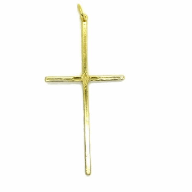 14K Thin Cross Yellow Gold Pendant Charm