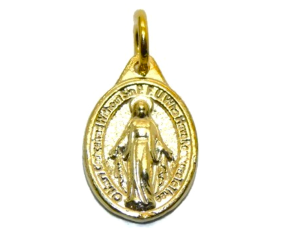 14K Virgin Medallion Yellow Gold Pendant Charm