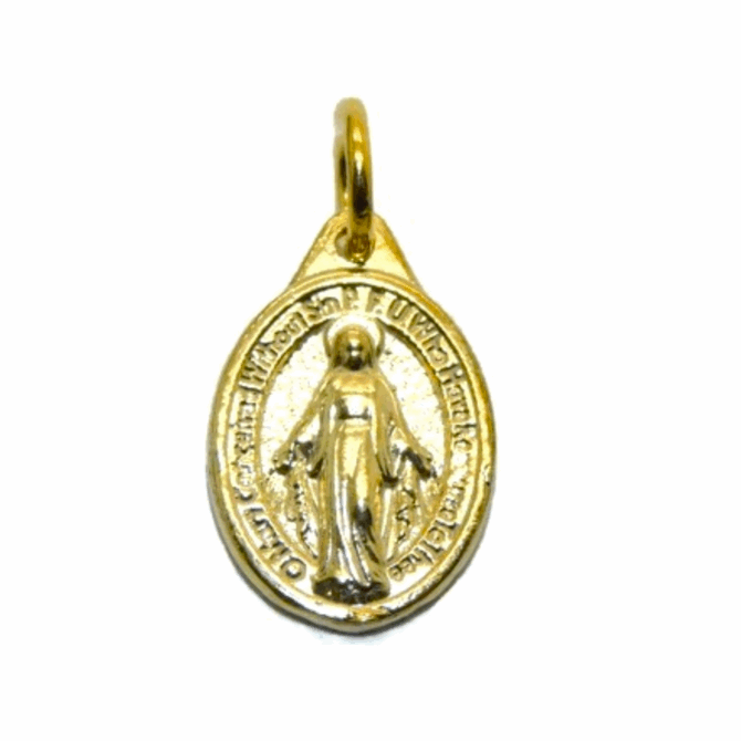 14K Virgin Medalion Yellow Gold Pendant Charm