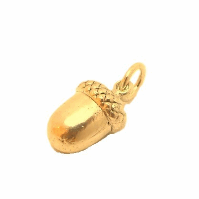 Acorn Pendant Charm 14K Yellow Gold