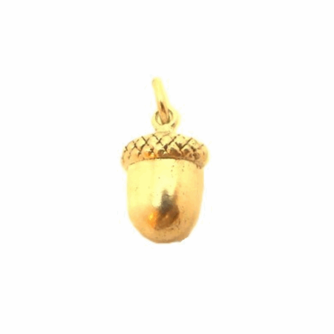 Acorn Pendant Charm 14K Yellow Gold - Image 3