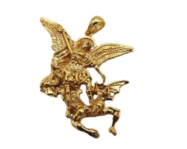 Saint Michael The Archangel Pendant Yellow Gold!!