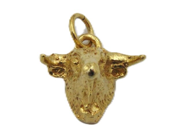 Bull Head Charm Pendant Yellow Gold