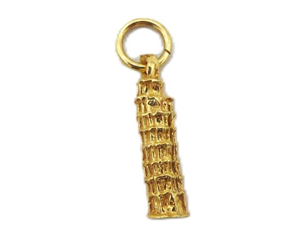 Tower of Pisa Charm Pendant Yellow Gold