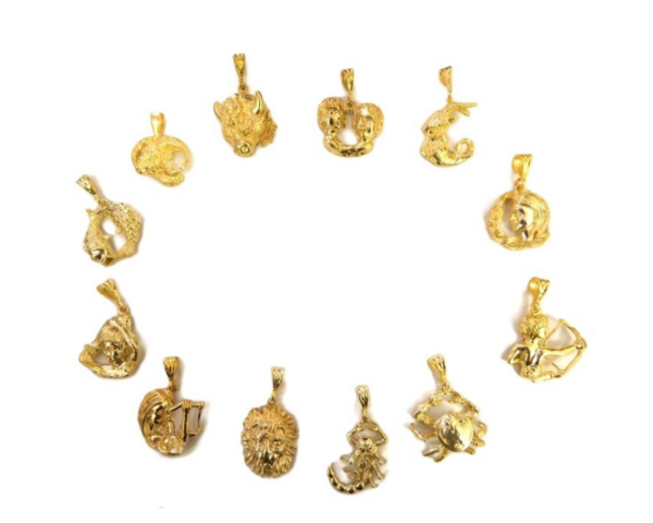 14k Yellow Gold Vintage Large Horoscope zodiac Signs