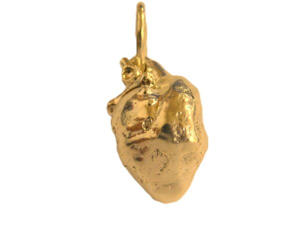 14K Yellow Gold 3D Heart "Yara" Pendant Charm