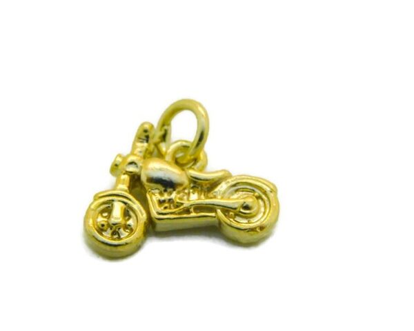 14K Yellow Gold Small Motorcycle Charm Pendant