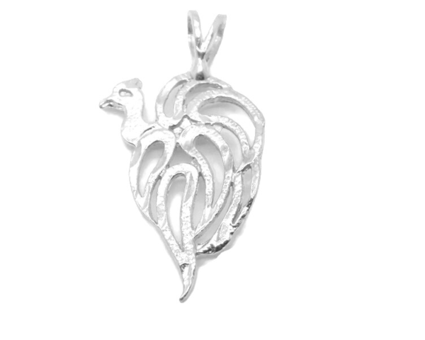 Peacock Charm Pendant .925 Sterling Silver