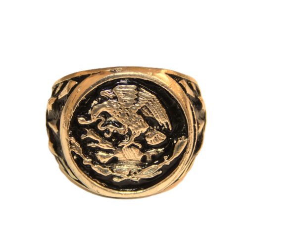 14k Yellow Gold Mexican Eagle Round Men’s Ring